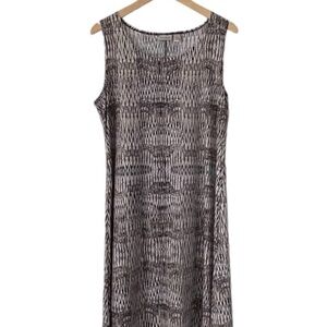 Chicos Easywear Dress Swing Stretch Black White Tan Tank Dress Casual Large